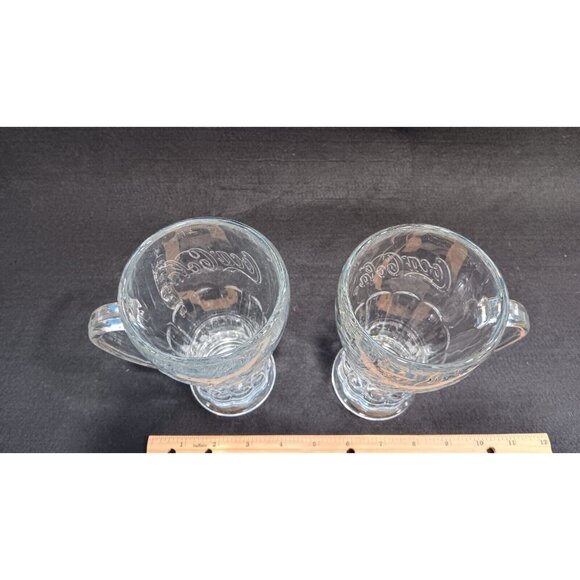 Lot Of 2 x VINTAGE LIBBEY COCA COLA DRINKING GLASSES WITH HANDLE 6.25" TALL - Picture 3 of 10
